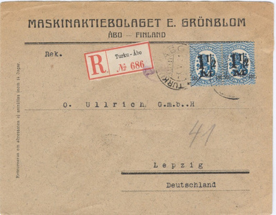 1921 1,5/50 pari R-kirje Saksaan