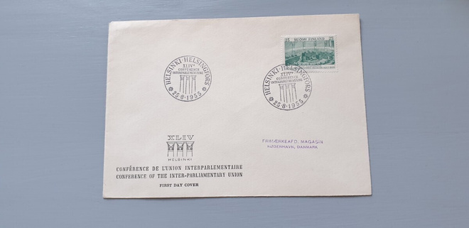 FDC Suomi 1955 Parlamentti erikoisleima ja kuori