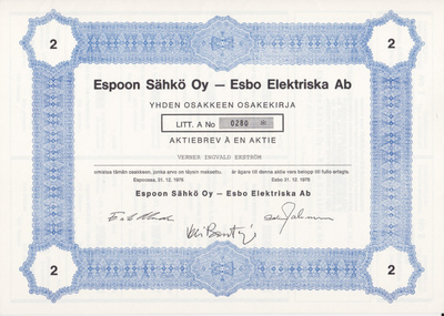 OKK 1976 Espoon Sähkö Oy Pörssi