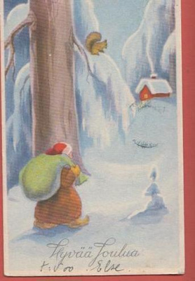 Guni Pukki kulkee säkkiä kantaen