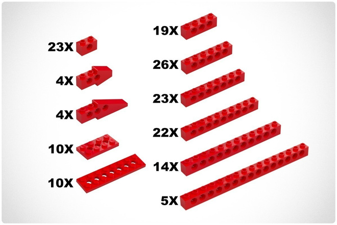 LEGO Technic: 160 x Punainen palikka & levy