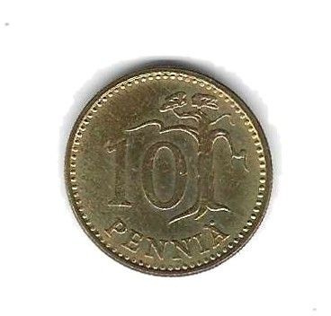 1971 10 PENNIÄ KOLIKKO KÄYTETTY