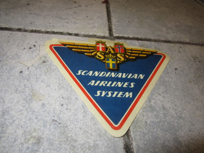 SCANDINAVIAN AIRLINES SYSTEM -UPEA VANHA ETIKETTI 12 x 10 cm