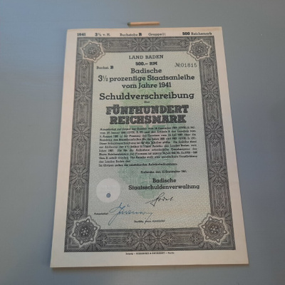 Natsi-Saksa laina Badische Staatsschuldenv. -41