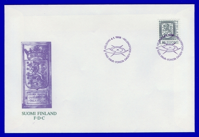 FDC – Yleism. Leijona  4.1.1988, Lape no 1032