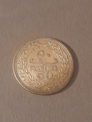 Libanon 50 Piastres 1952 hopeaa