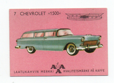 Kahvilappu AAA n:o 7 CHEVROLET 21500"