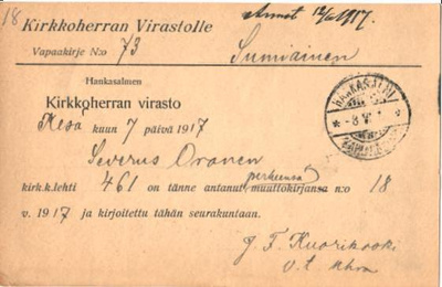 VAPAAKIRJE HANKASALMI-SUMIAINEN