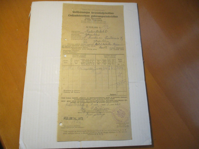 1926 KULUNTALAHTI asemaleima dokumentilla