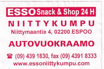 Espoo. Niittykumpu, Autovuokraamo. ESSO,   s61
