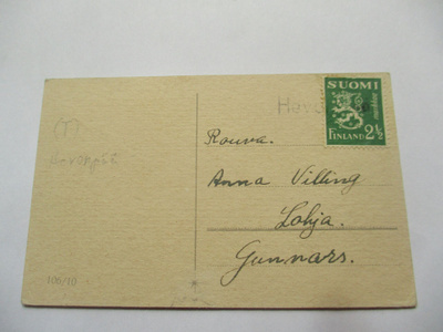 1945 (n) Hevonpää (Paimio) rivil pikkukortilla