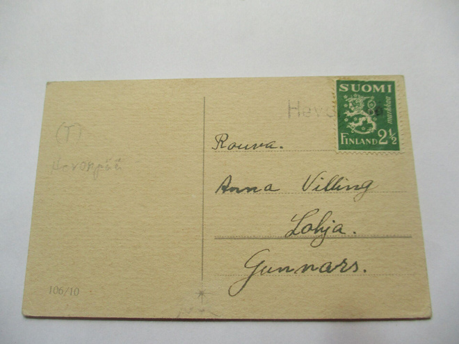 1945 (n) Hevonpää (Paimio) rivil pikkukortilla