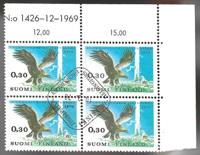 1970 4-LÖ LUONNONSUOJELUVUOSI FDC LEIMA VÄÄRINPÄIN