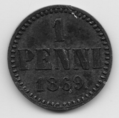 1869 1 penni typpi 1.1 kl4