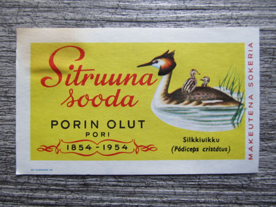 PORIN OLUT etiketti.....Sitruunasooda, Silkkiuikku.