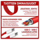 Punainen Realme/Oppo/OnePlus USB C -> USB C johto /1m #32189 - pikkukuva 5