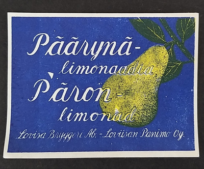 Loviisan Panimo Päärynä limonadia -etiketti