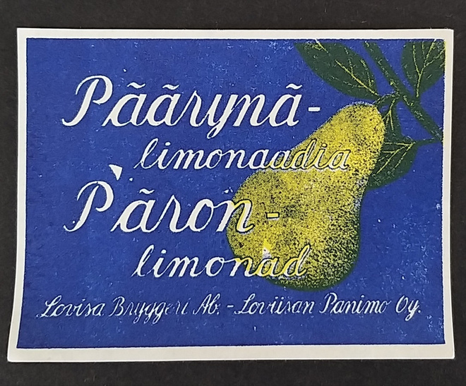 Loviisan Panimo Päärynä limonadia -etiketti