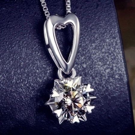 800 ..  S925 Sterling Silver Zircon Sydän .. Kaulakoru