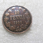 10  penniä   1900  kulkematon tasaisesti  patinoitunut. - pikkukuva 1