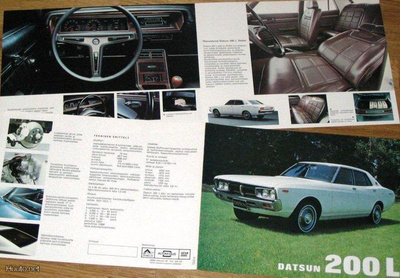 1974 Datsun 200 L Laurel esite - KUIN UUSI - suomalainen