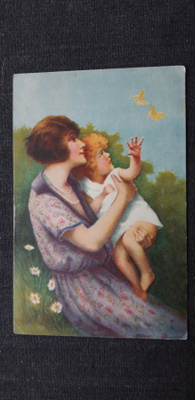 Tyylikäs vanha kortti v. 1928, siisti siltaleima