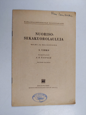 Nuorisosekakuorolauluja : kolmi- ja neliäänisinä 9. vihko
