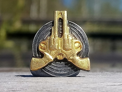 Huonompikuntoinen Ammuntamerkki. Halkaisija - 18 mm.