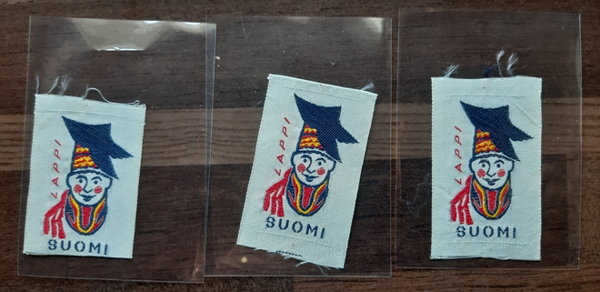 Suomi saamelainen/ Lappalainen kangasmerkki vintage