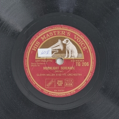 Savikiekko 1953 Glenn Miller Moonlight Serenade HMV TG 206