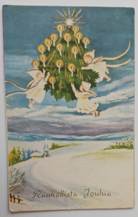 Enkelit joulukuusen kanssa taivaalla, p. 1960