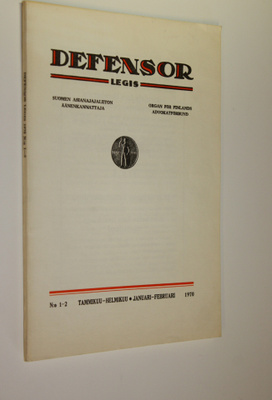Defensor legis nro 1-2 1970 : Suomen asianajajaliiton ään...