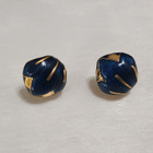 vintage Cabochon korvakorut emaloitu gold plated - pikkukuva 1