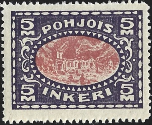 1920 Pohjois-Inkeri 5 mk * LaPe P-I 13 liimakejälkiä