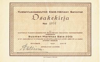 OKK 1928 Etelä-Hämeen Sanomat Oy bla, Riihimäki