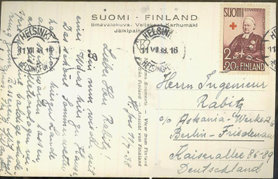 1938 PR 2mk postikortti Saksaan