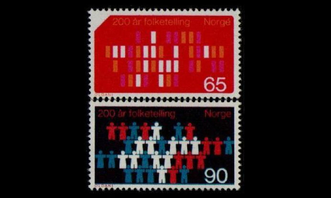 Norja 596-7 ** Väestönlaskenta 100v (1969)