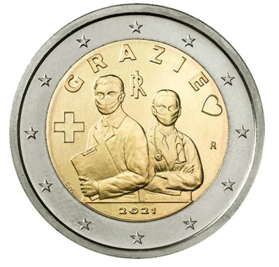 ** ITALIA 2€ 2021 Grazie pillerissä **