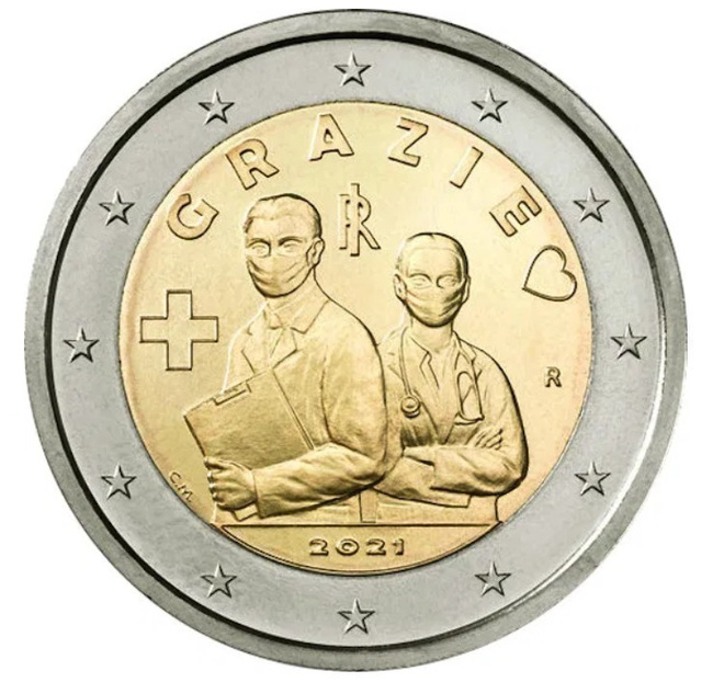** ITALIA 2€ 2021 Grazie pillerissä **