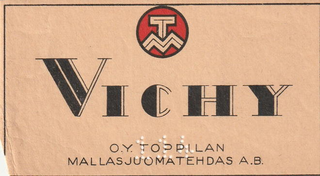 VANHA JUOMAETIKETTI - TOPPILAN VICHY (K11-S52)