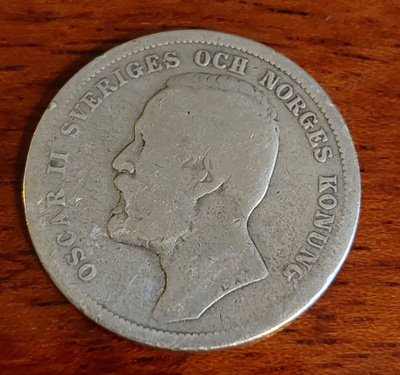 Ruotsin 1 kr hopea kolikko