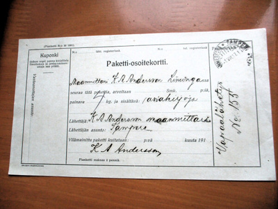 1917 Tampere vapaapakettikortti Liminkaan