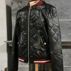 VERO MODA upea musta tikattu bomber takki keinonahka M - pikkukuva 1