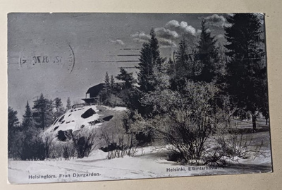 Helsinki, näkymä Eläintarhasta, talvikuva, mv pk, p. 1908