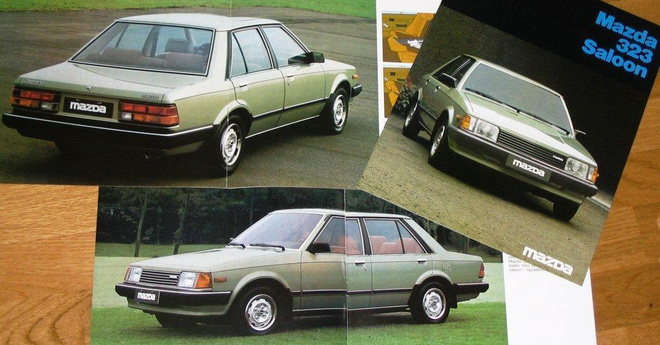 1981 Mazda 323 esite - KUIN UUSI - 12 sivua - suom