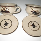 Keraaminen teekuppipari asetteineen, käyttämättömiä - pikkukuva 2