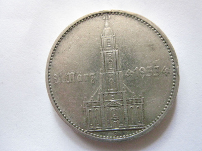Natsi-Saksa 5 reichsmark 1934 J Potsdam Garrison Church