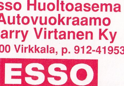 Virkkala. Harry Virtanen Ky  Huoltoasemas  ESSO  .b480