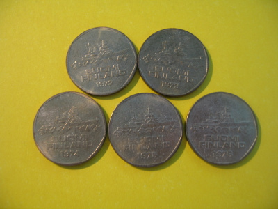 5 kpl 5 markkaa - 1972-1976