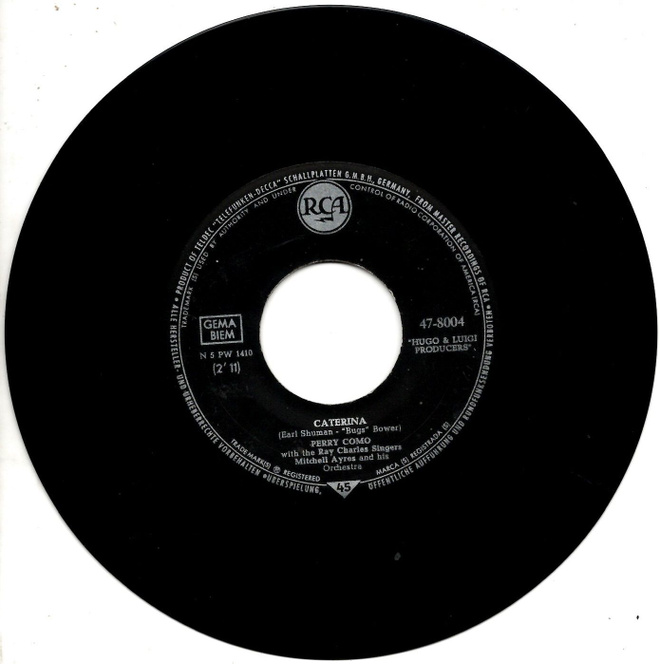 PERRY COMO: Caterina / The Island Of Forgotten Lovers   7"